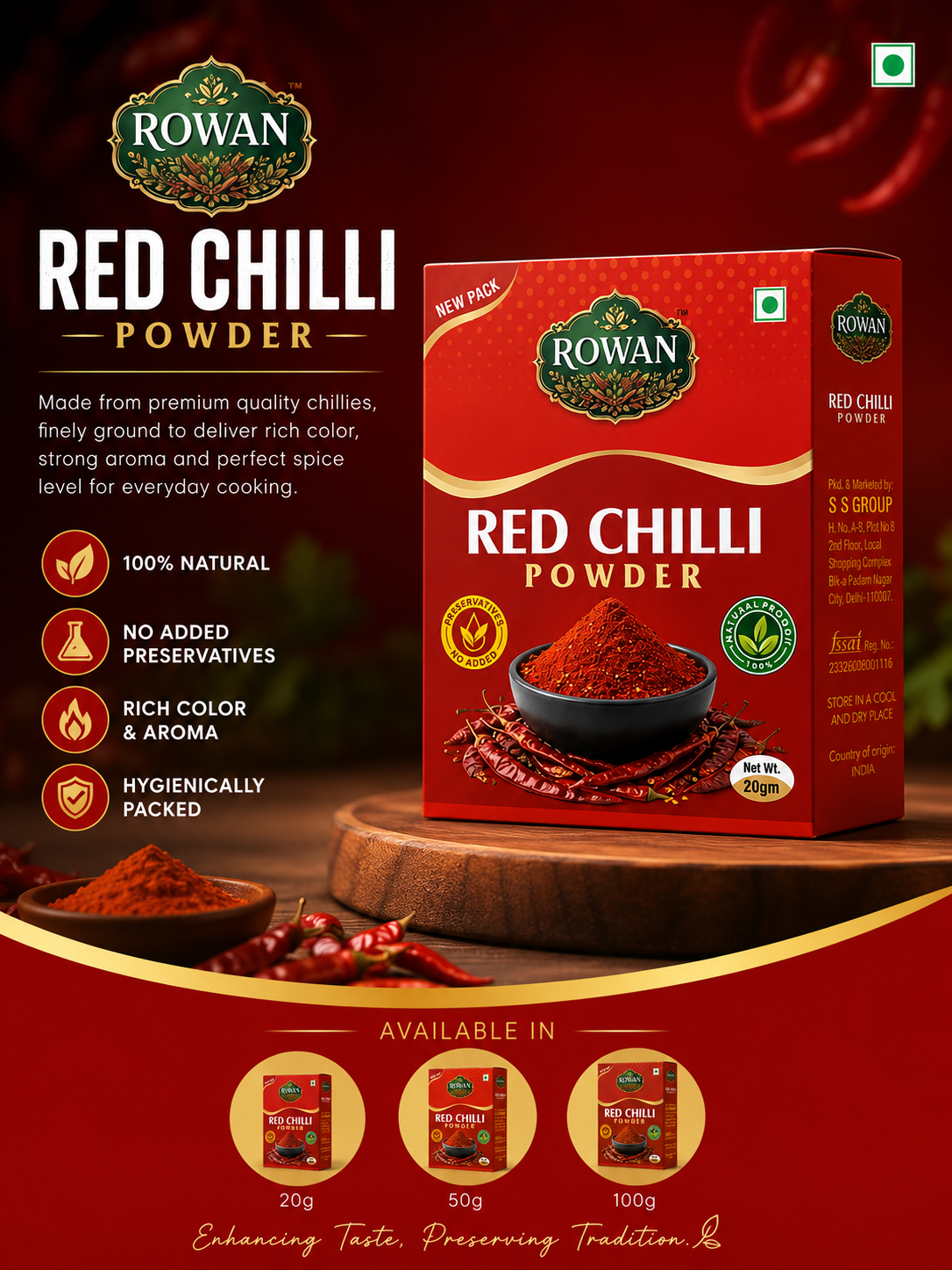 Rowan red chilli powder 50g